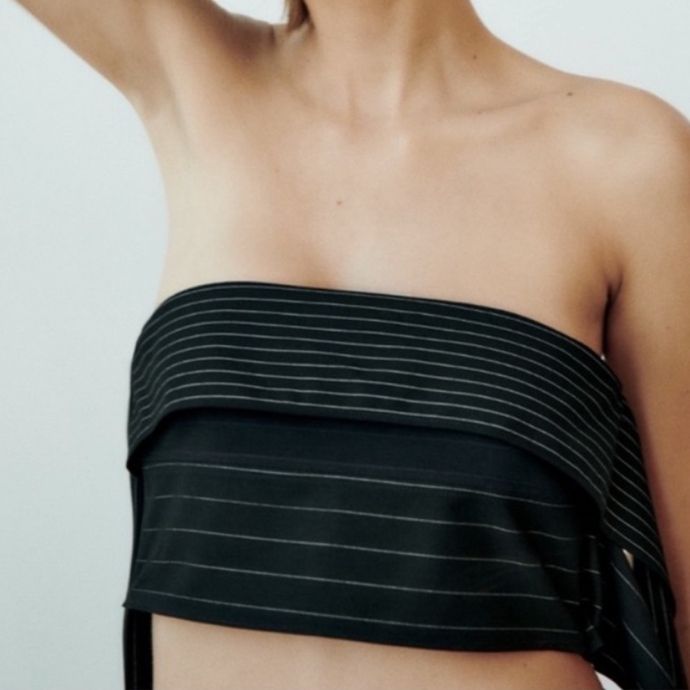 New ZARA STRAPLESS STRAIGHNECK MULTI POSITION CROP TOP - Picture 4 of 15